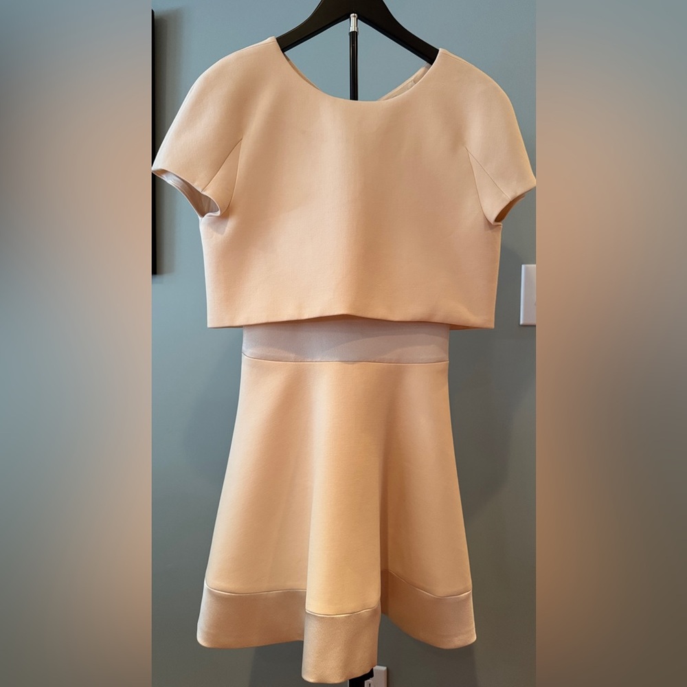 MAJE  RIMMEL FIT TO FLARE STYLE  DRESS  Champagne Cream  SIZE 1 EUC